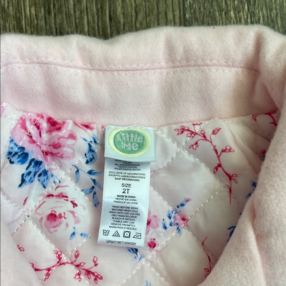 Little Me Light Pink Pea Coat with Navy Trim Size‎ 2t - Picture 2 of 6
